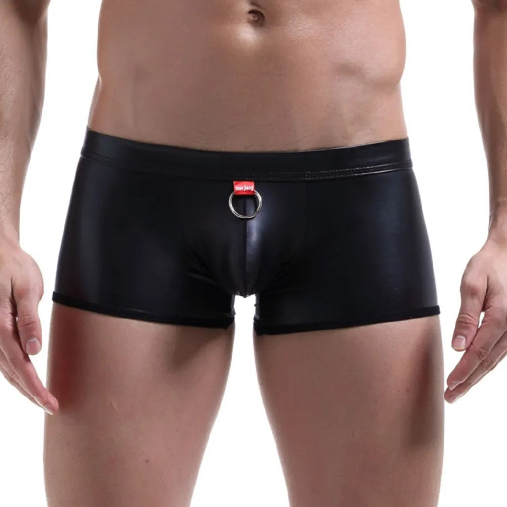 Stretch Boxer Briefs Leather Underwear for Men