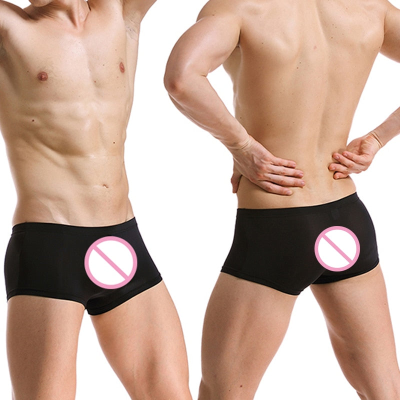 Sexy Male Boxer Shorts Super Thin Translucent underwear