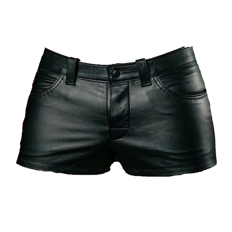 Men's Sexy Slim Leather Shorts