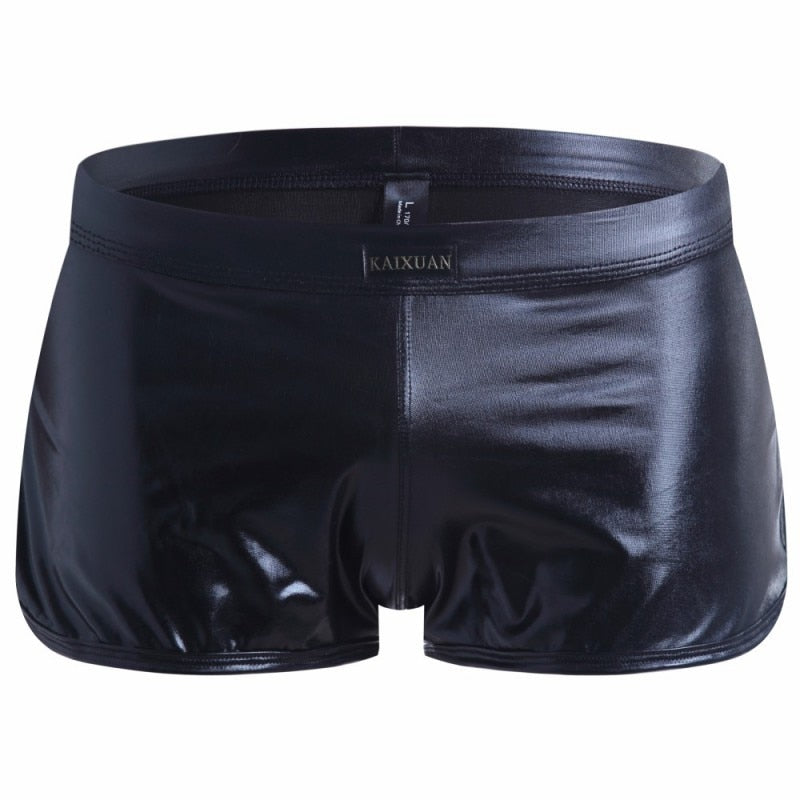 Men's Sexy Shiny Leather Boxers