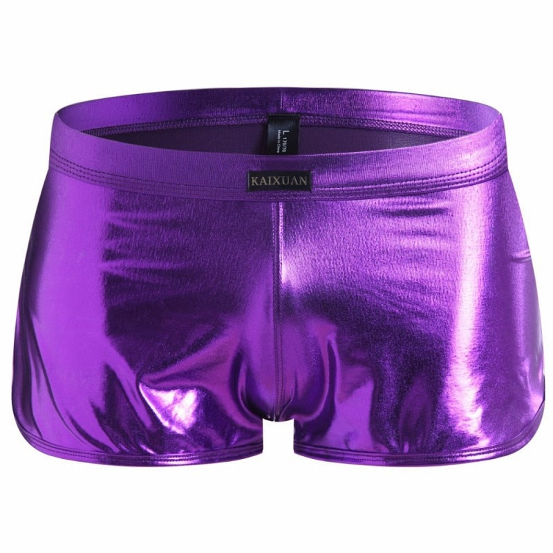 Men's Sexy Shiny Leather Boxers