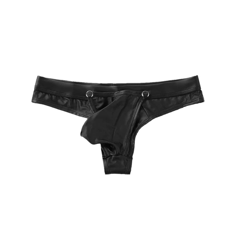 Sexy Fetish Male Thong Leather Open Crotch Underwear