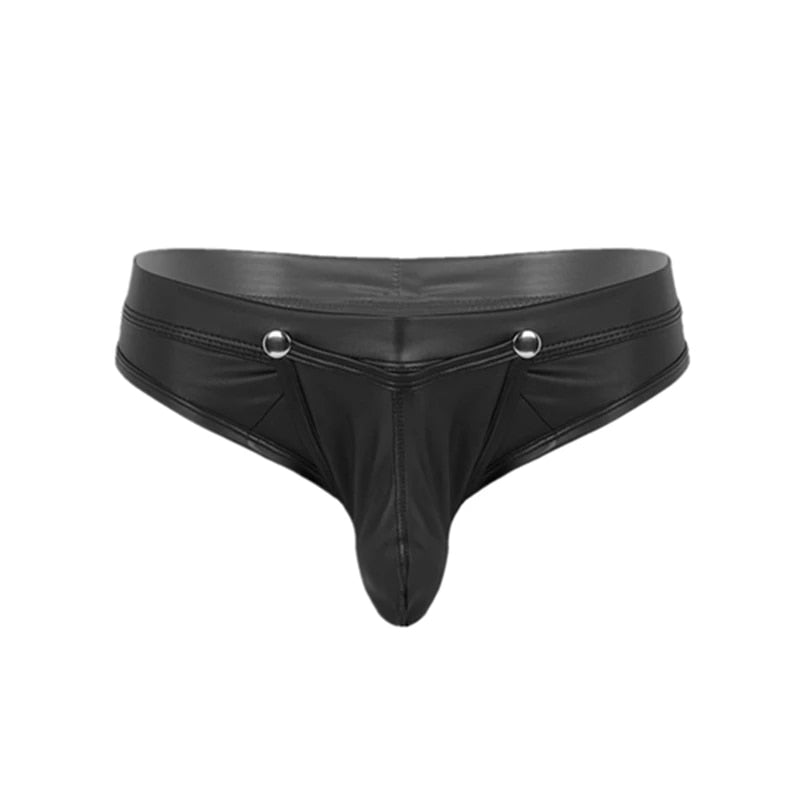 Sexy Fetish Male Thong Leather Open Crotch Underwear