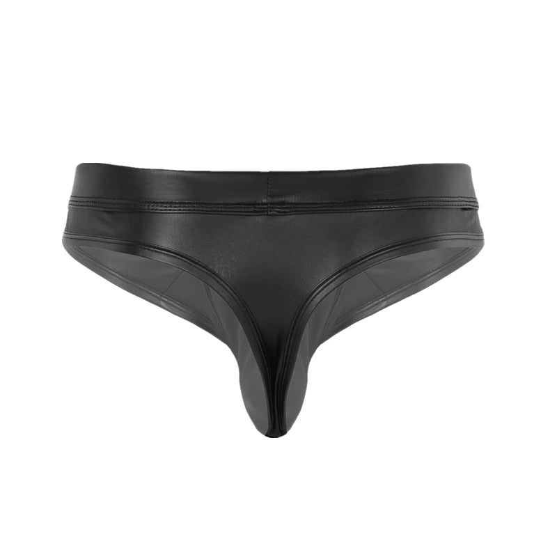 Sexy Fetish Male Thong Leather Open Crotch Underwear