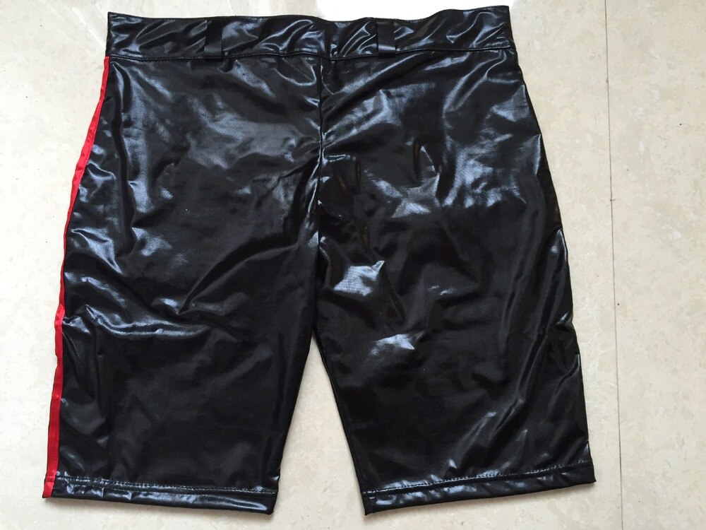 Hot Sexy Fetish Male Black Faux Leather Shorts