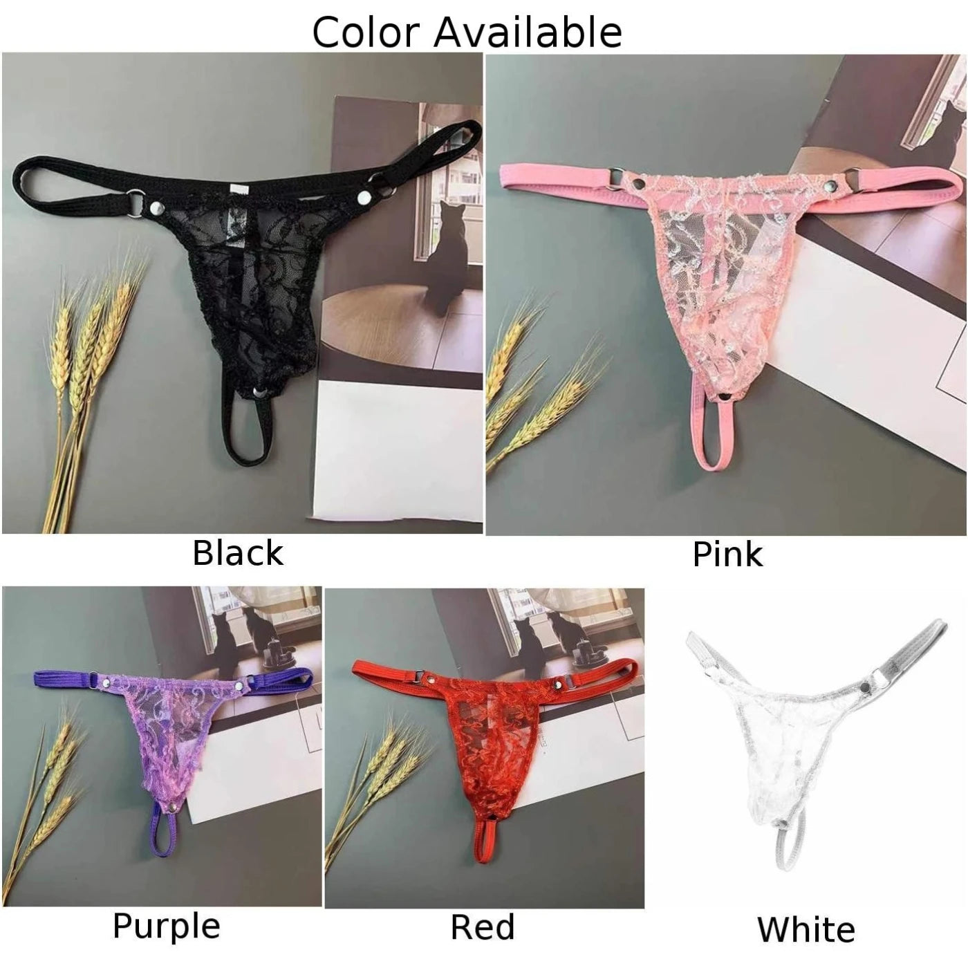 Men's Lace T-Back Thong G-String Translucent Ultra-Thin Underwear