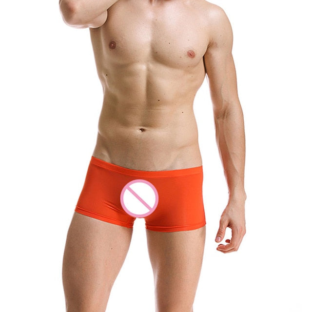 Sexy Male Boxer Shorts Super Thin Translucent underwear