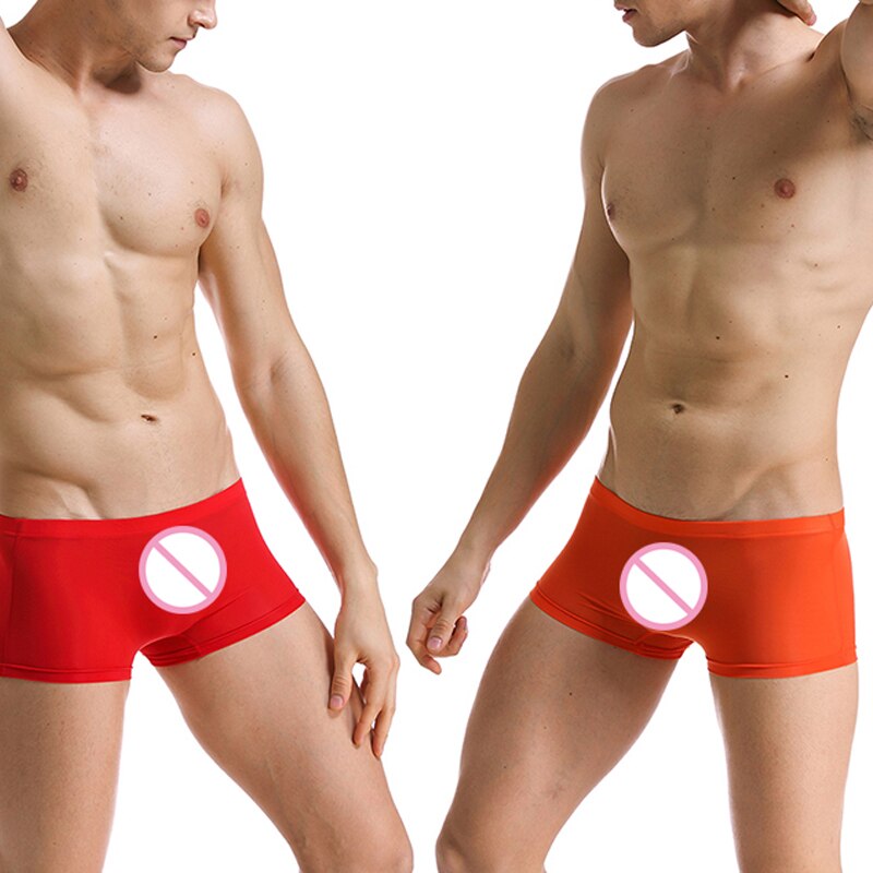 Sexy Male Boxer Shorts Super Thin Translucent underwear