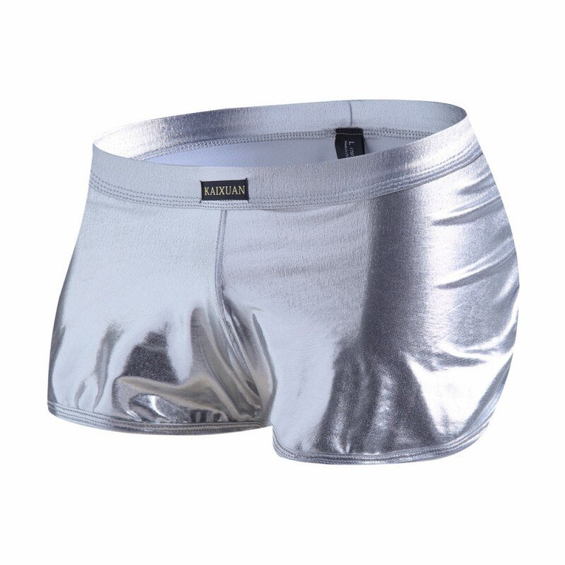 Men's Sexy Shiny Leather Boxers