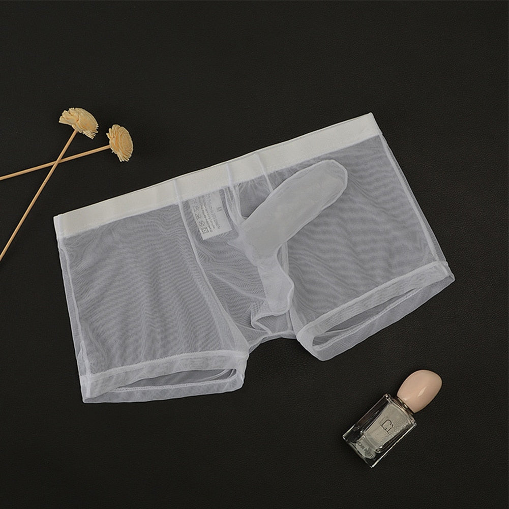 Sexy Men Translucent Boxer Briefs Elephant Nose