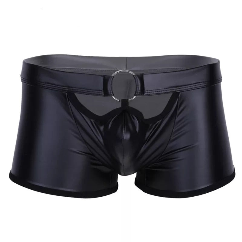 Male Sexy Soft Leather Short Pants underwear