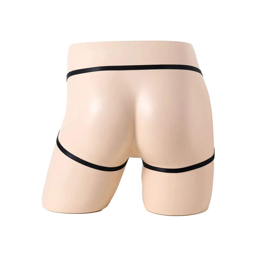 Men's Sexy Ring Pearl G-string Panties, Open Back Double Strap