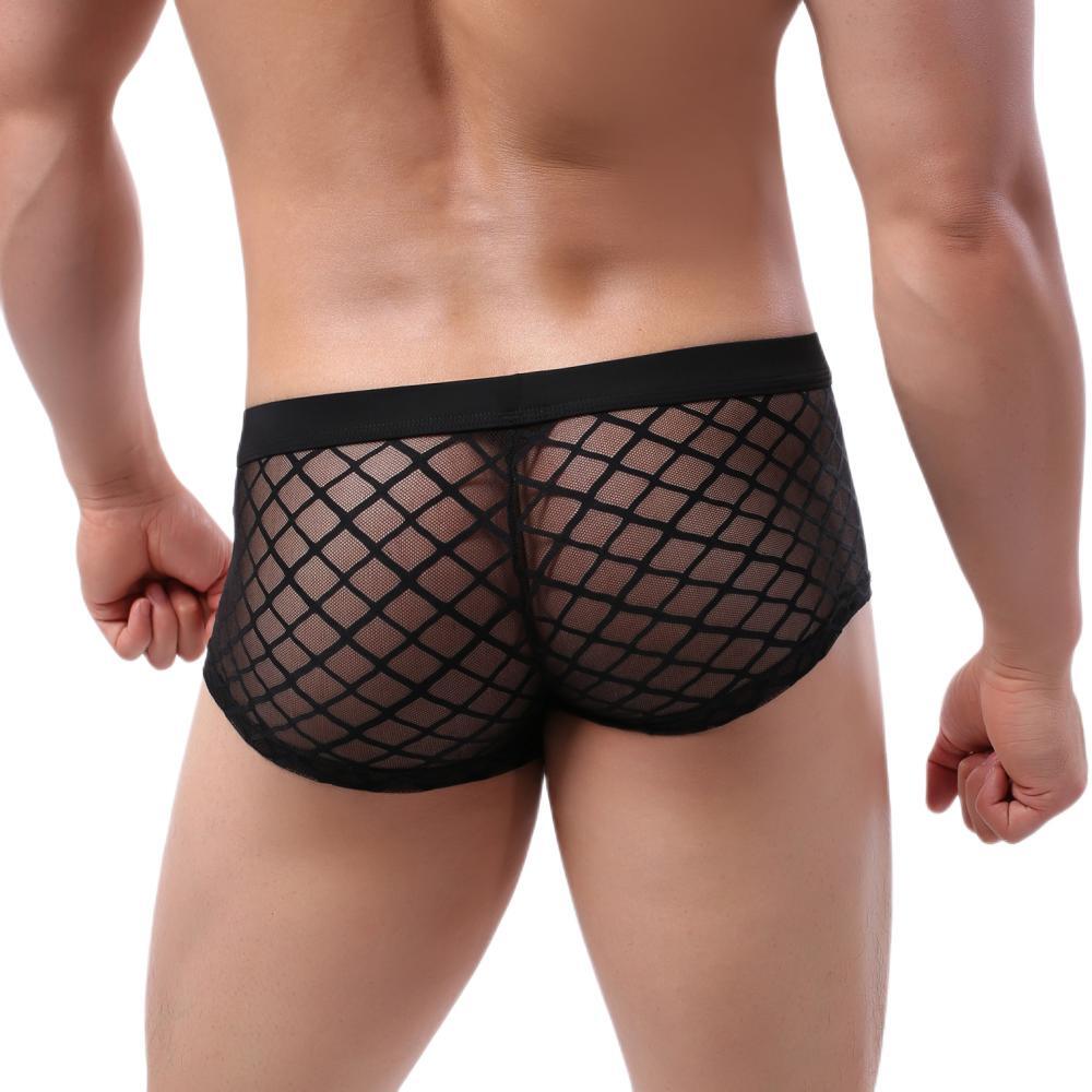 Sexy Men's Lace Boxer Briefs U Convex Pouch Open