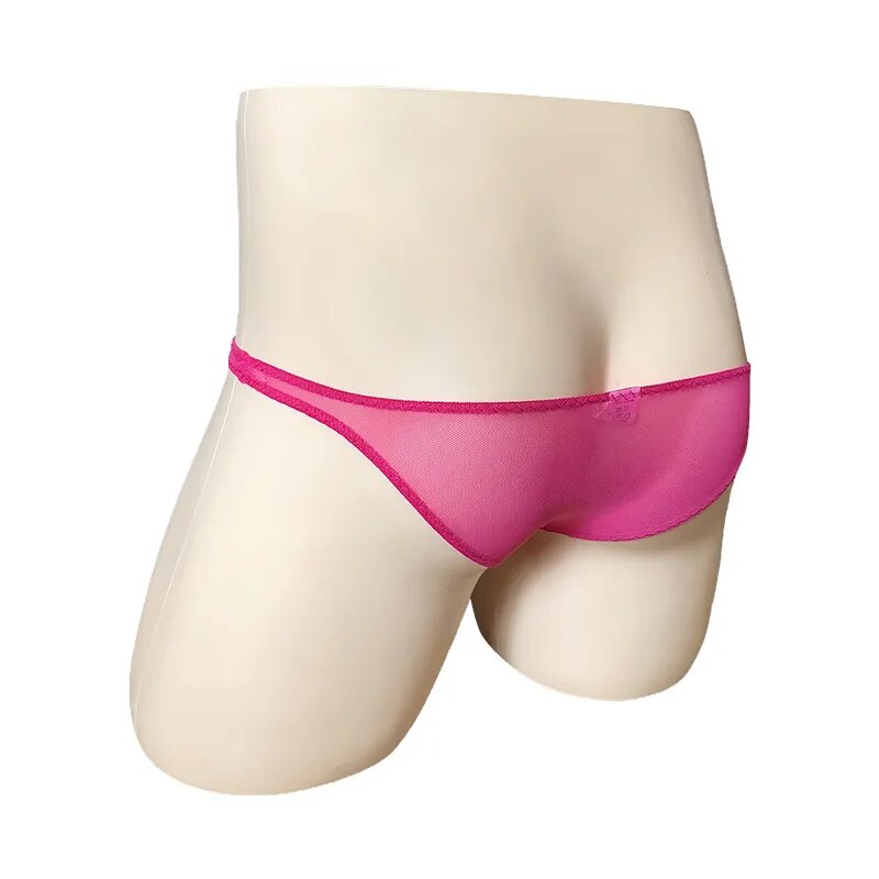 Translucent Low Waist Men's Thong Briefs Underwear