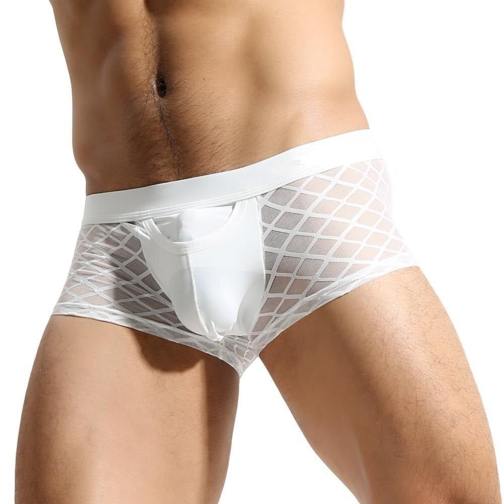 Sexy Men's Lace Boxer Briefs U Convex Pouch Open