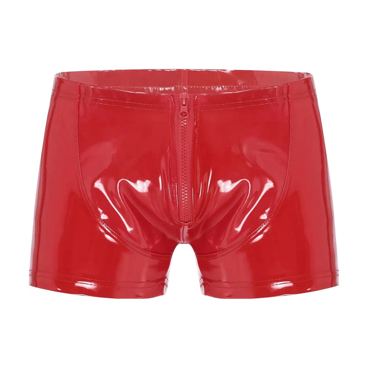 Male Sexy Open Crotch Shiny Latex Short Pants