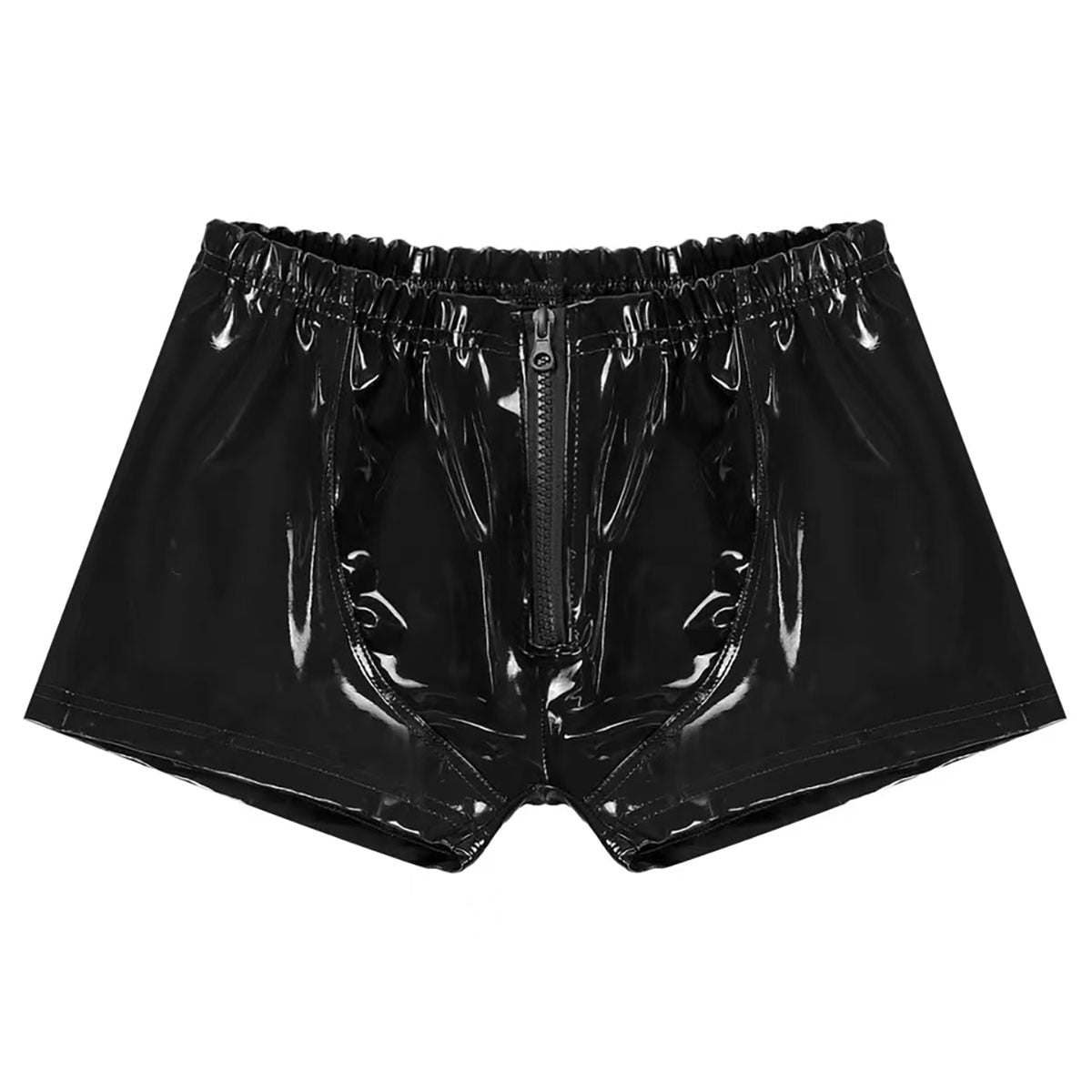 Male Sexy Open Crotch Shiny Latex Short Pants