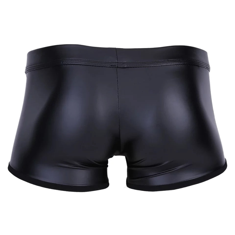 Male Sexy Soft Leather Short Pants underwear