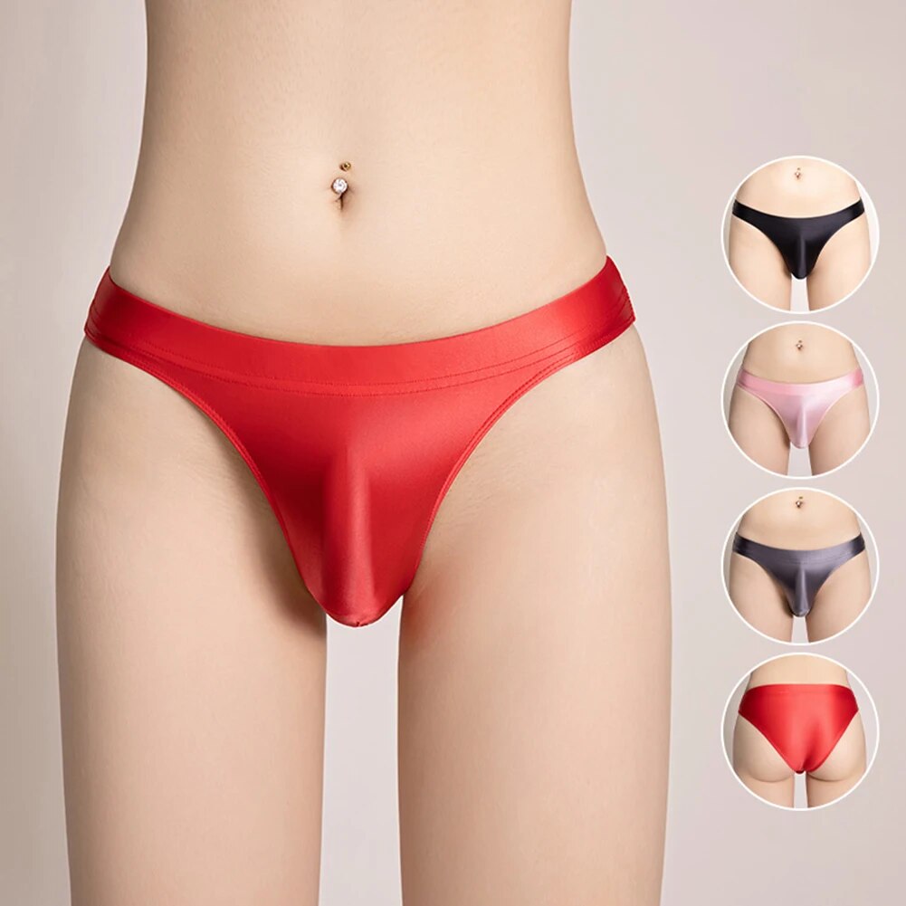 Sexy Men's Elastic Pouch Panties Shiny Glossy Lingerie Underwear