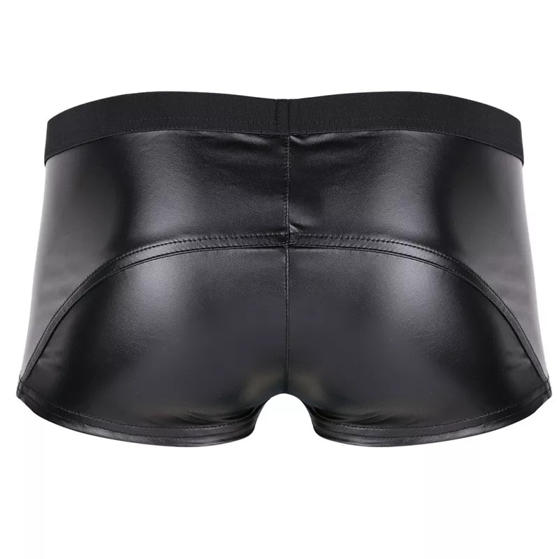 Men Sexy Leather Open Short Pants