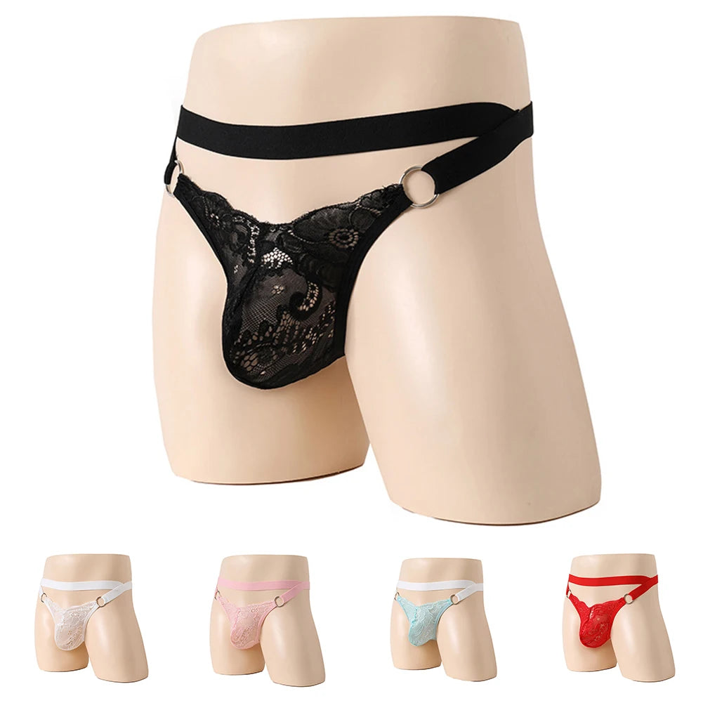 Men Lace Panties Backless G-String Underwear