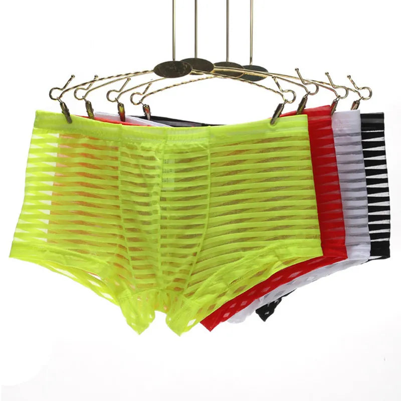 Stripe Men's Boxer Briefs Translucent Underwear