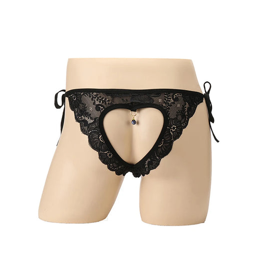 Men's Sexy Lace Panties Open Crotch Underwear Ultra-Thin