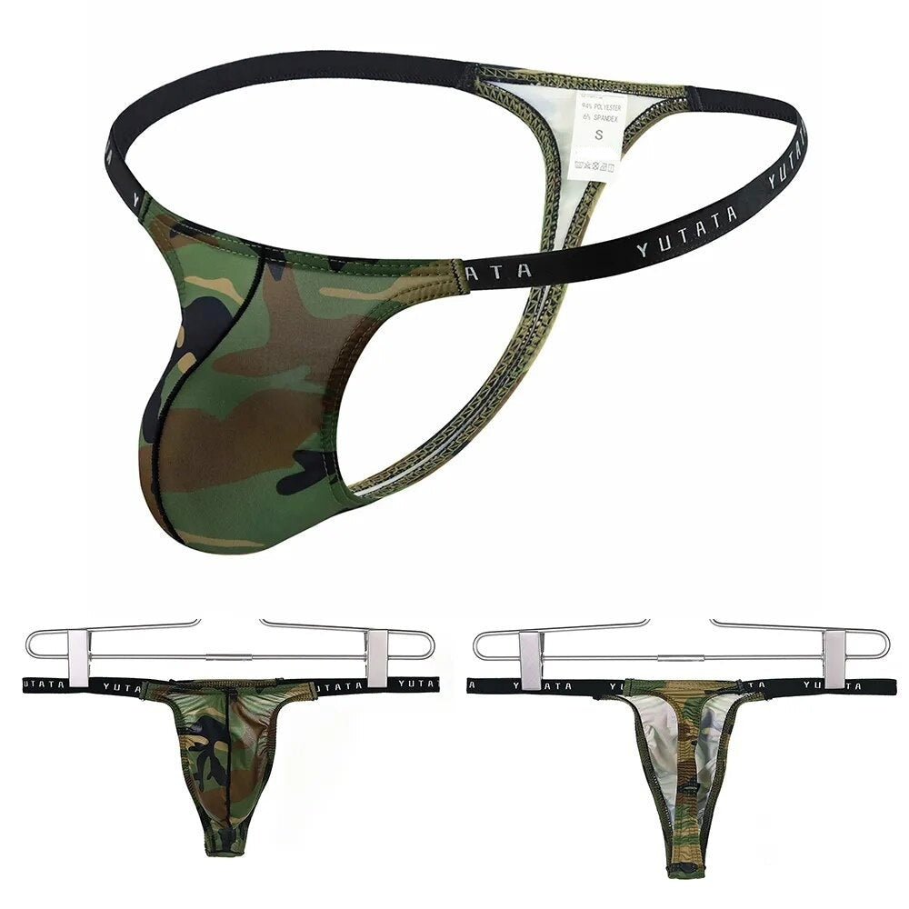 Men's Camouflage Thong U Pouch Bulge Underwear