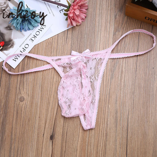 Men Sexy Panties Lingerie Lace Underwear with Bulge Pouch Design