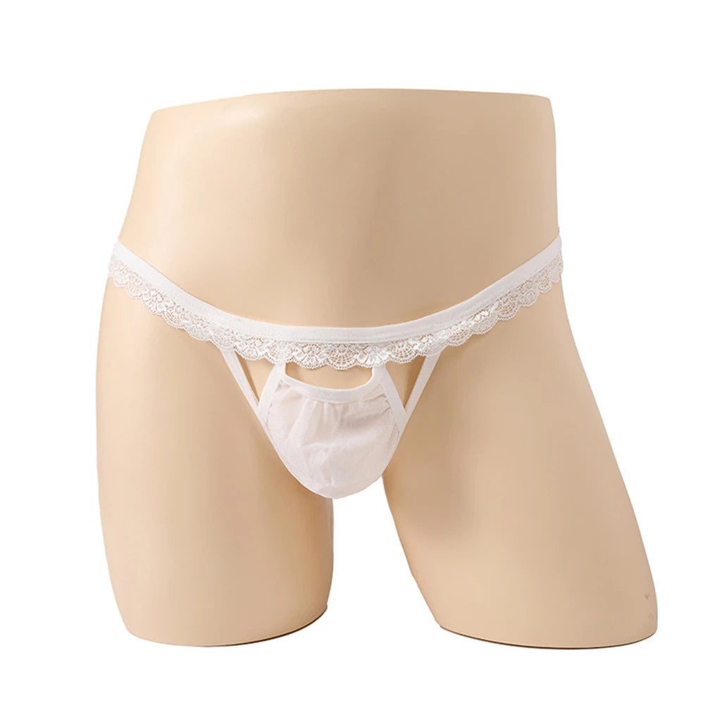 Fashion Men Lace Sheer G-String Thong Panties