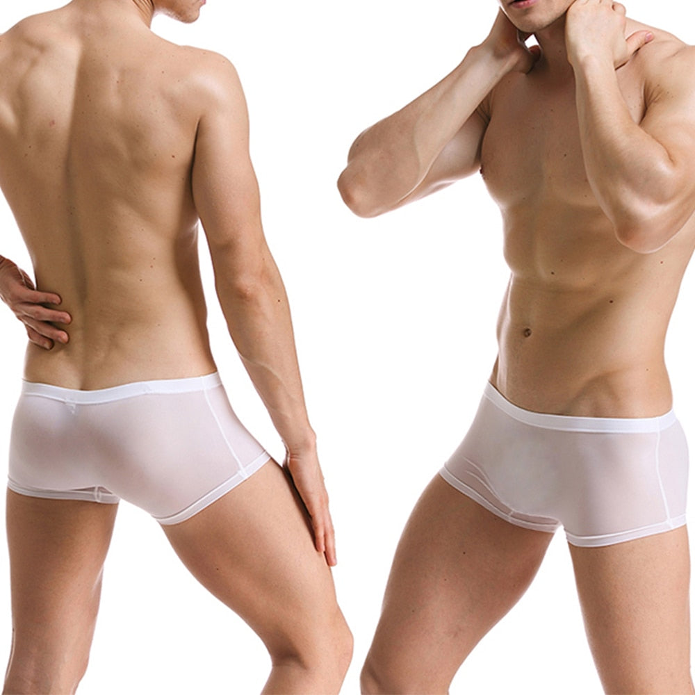 Sexy Male Boxer Shorts Super Thin Translucent underwear