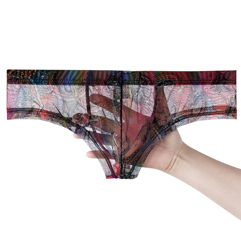 Men Translucent Bohemian Style Briefs Underwear