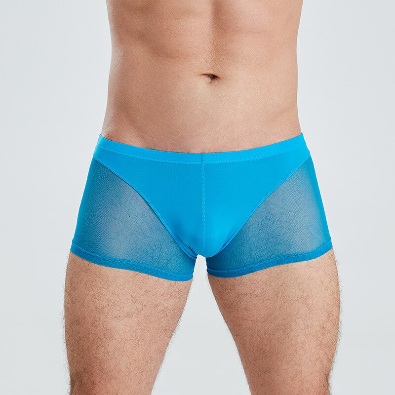 Men Boxer Briefs Translucent Mesh Underwear