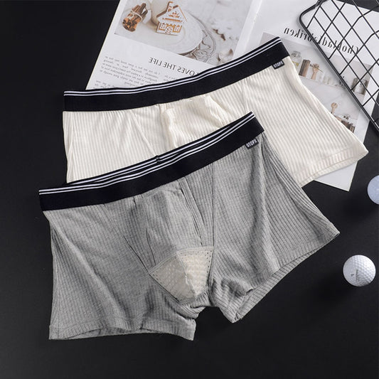 Men Ribbed Striped Boxer Briefs Underwear