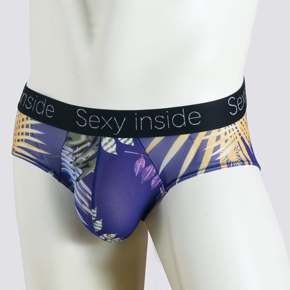 Men Sexy Printed Briefs Translucent underwear