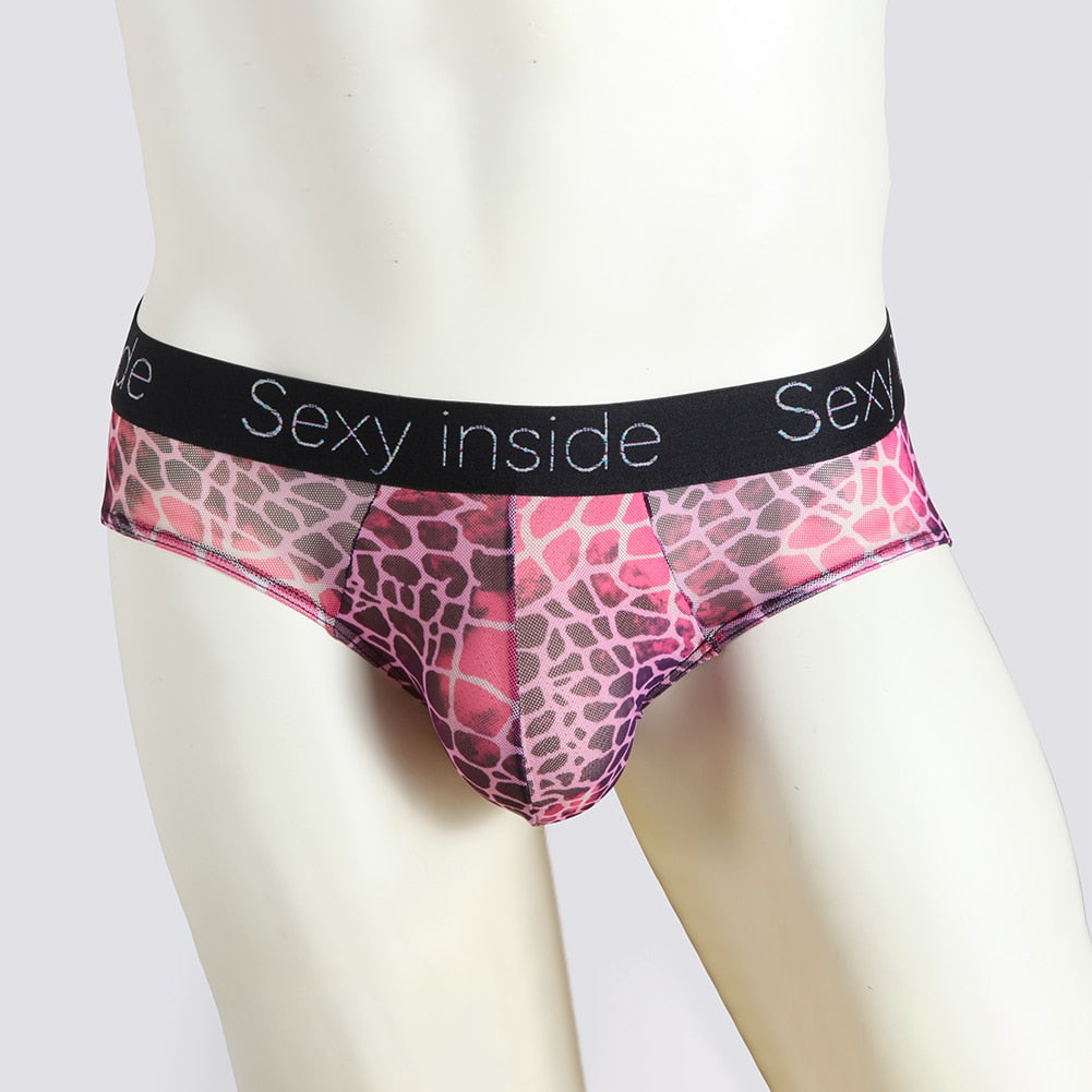 Men Sexy Printed Briefs Translucent underwear