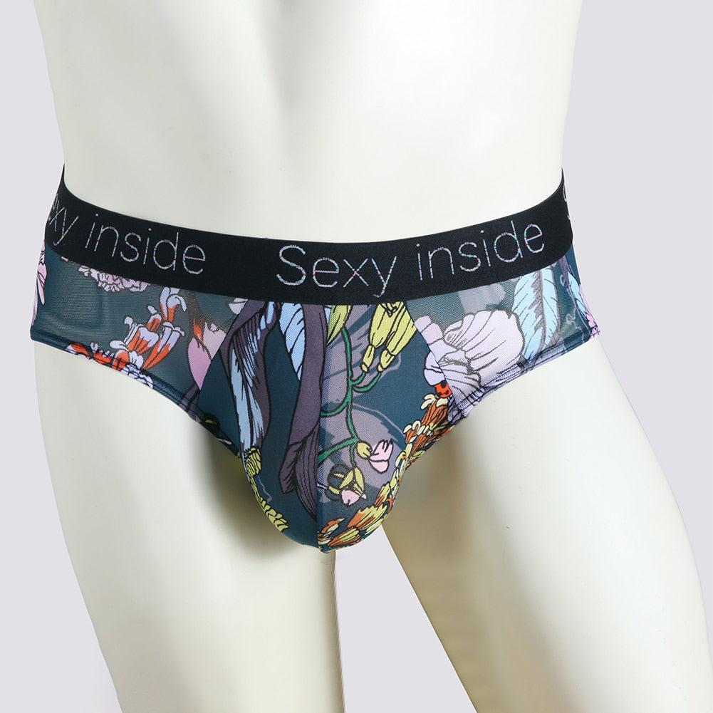 Men Sexy Printed Briefs Translucent underwear