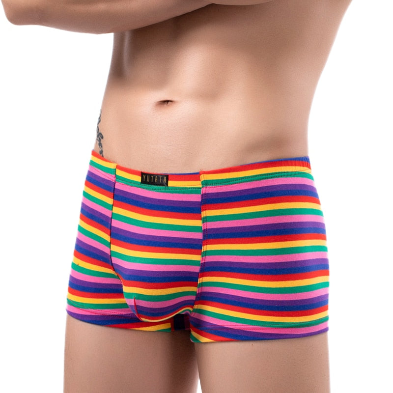 Men Striped Boxer Briefs Underwear