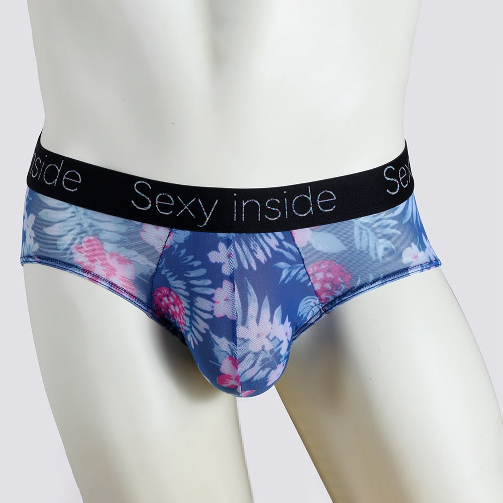 Men Sexy Printed Briefs Translucent underwear