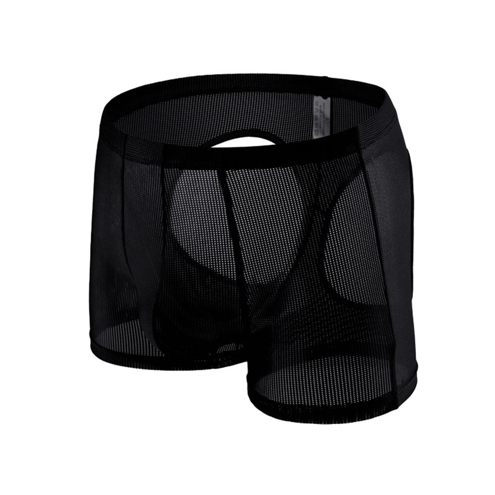 Men Sexy Open Butt Translucent Mesh underwear