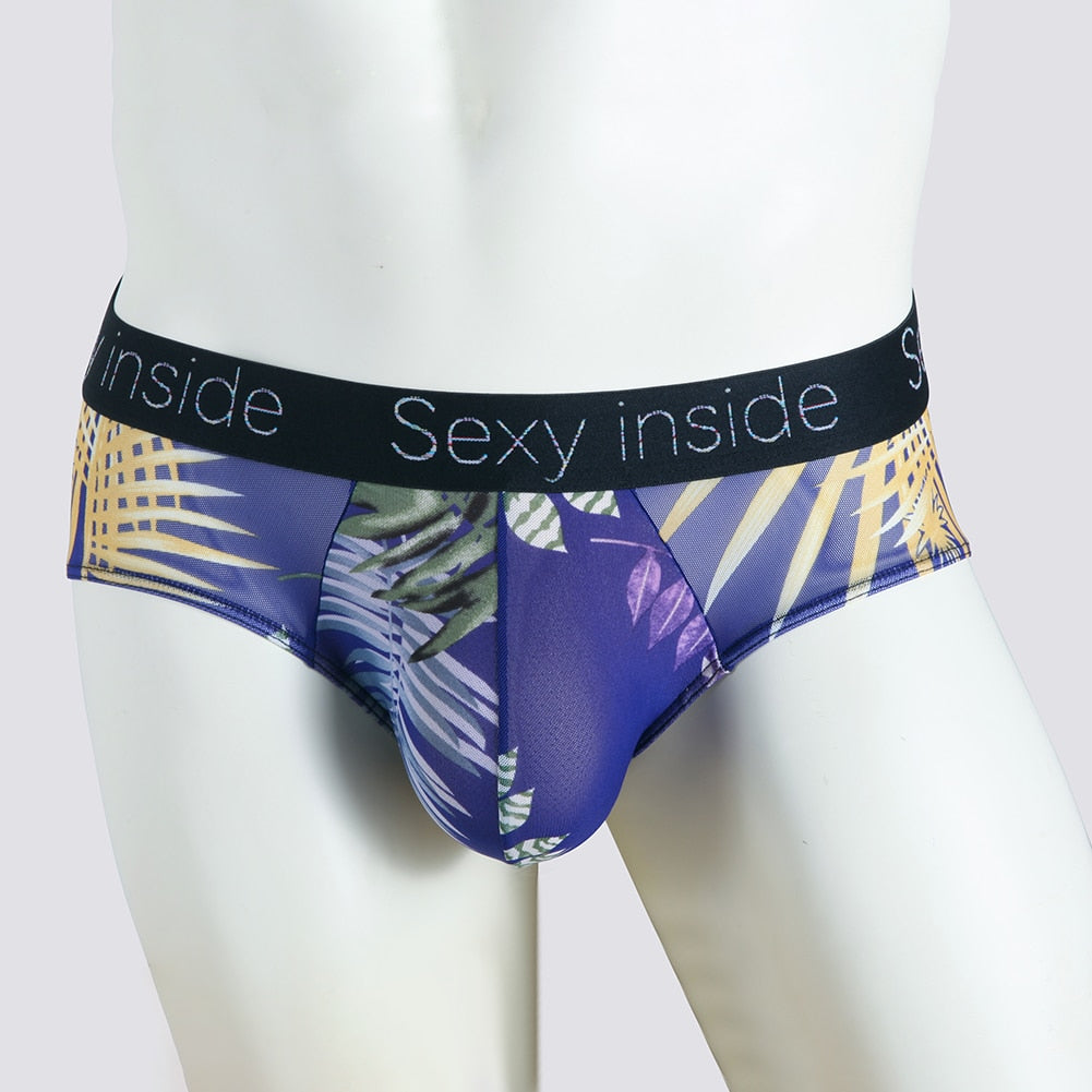 Men Sexy Printed Briefs Translucent underwear