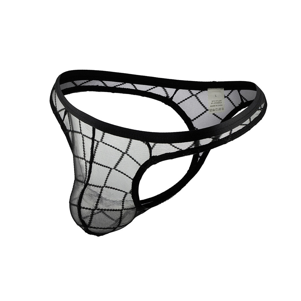 Men Translucent Mesh Thong Underwear