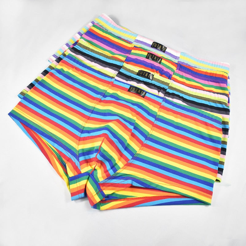 Men Striped Boxer Briefs Underwear