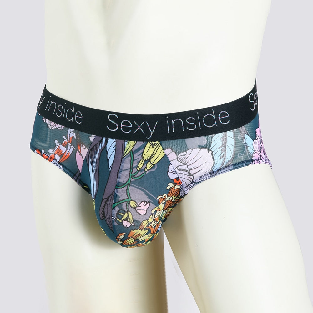 Men Sexy Printed Briefs Translucent underwear